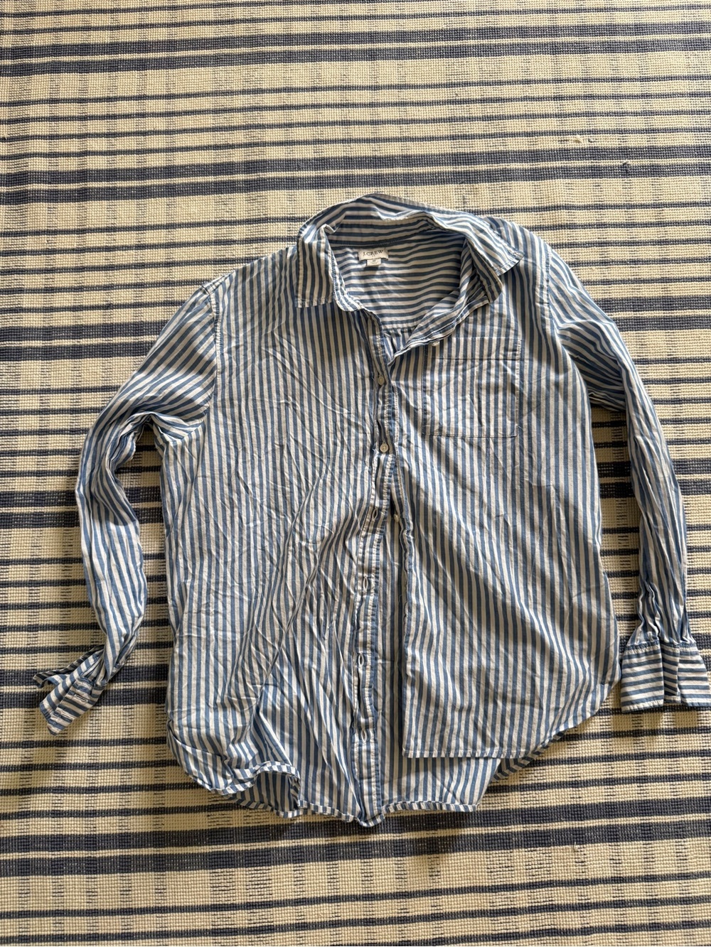 JCrew Classic Women’s Blue & White Stripe Button-Up Shirt